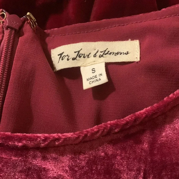 FOR LOVE AND LEMONS Velvet Mini Dress in Raspberry - Picture 8 of 10